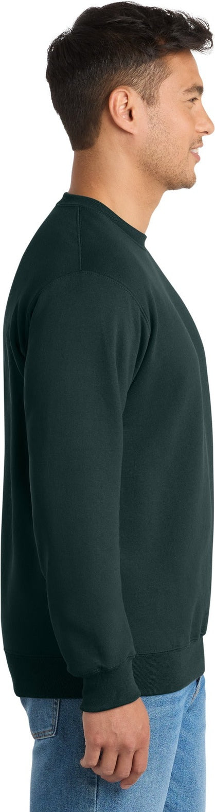 Dark Green Port & Co Tall Essential Fleece Crewneck Sweatshirt. PC90T