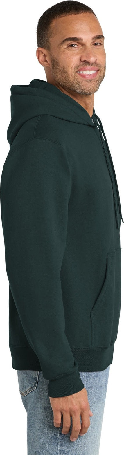 Dark Green Port & Co Tall Essential Fleece Pullover Hooded Sweatshirt. PC90HT