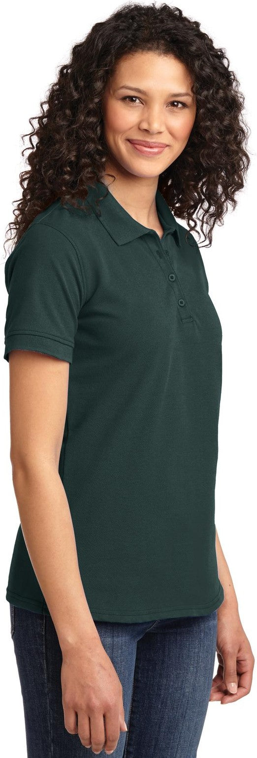Dark Green Port & Co Women's Core Blend Pique Polo. LKP155