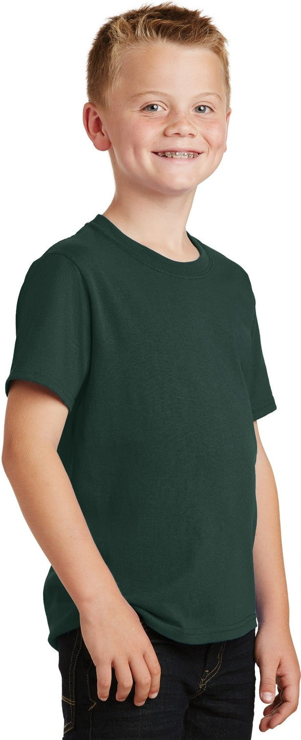 Dark Green Port & Co Youth Core Cotton Tee. PC54Y