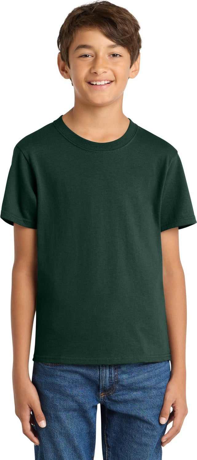 Dark Green Port & Co Youth Core Cotton Tee. PC54Y