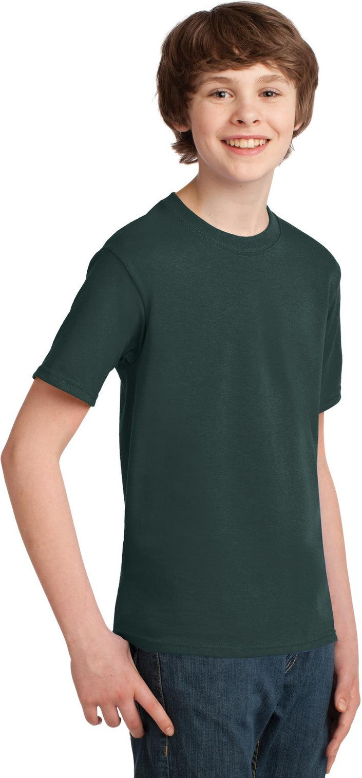 Dark Green Port & Co Youth Essential Tee. PC61Y