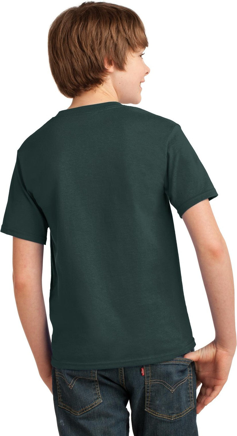 Dark Green Port & Co Youth Essential Tee. PC61Y