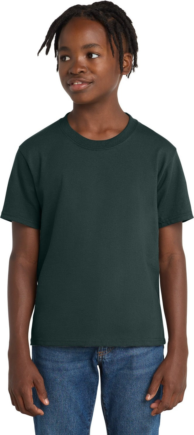 Dark Green Port & Co Youth Essential Tee. PC61Y