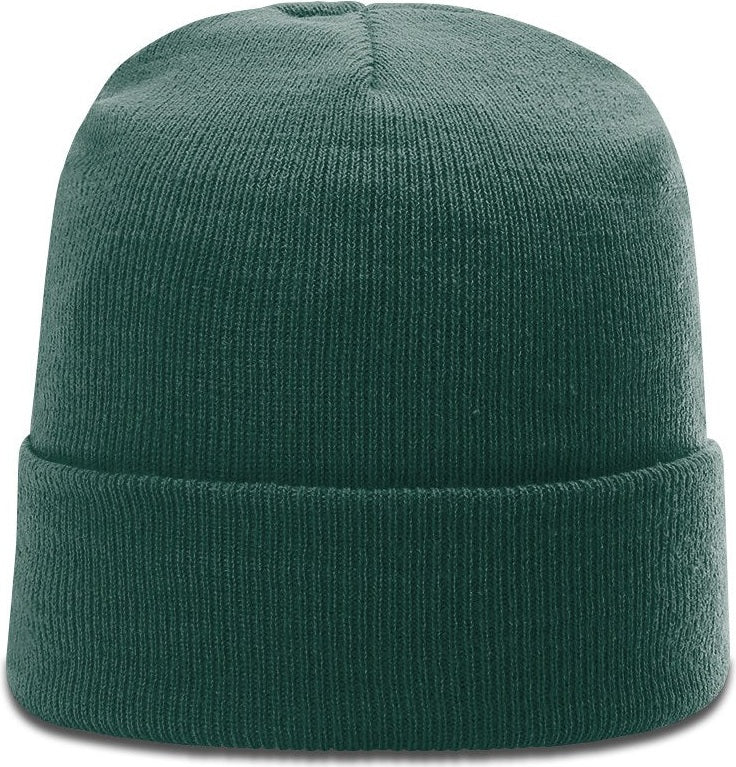 Dark Green Solid Beanie with Cuff