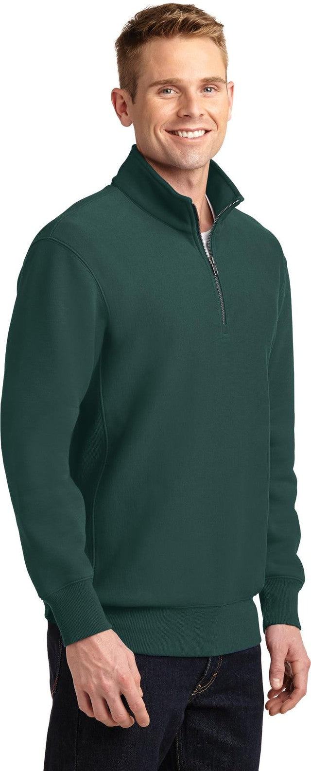 Dark Green Sport-Tek Super Heavyweight 1/4-Zip Pullover Sweatshirt. ST283