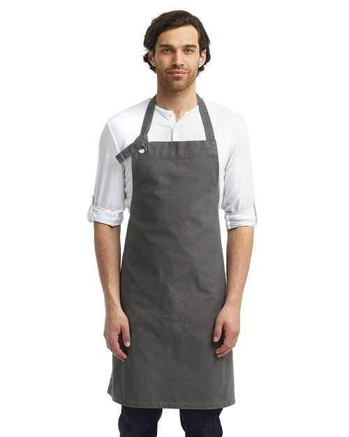 Front View of Dark Grey Calibre Heavy Canvas Bib Apron - RP130