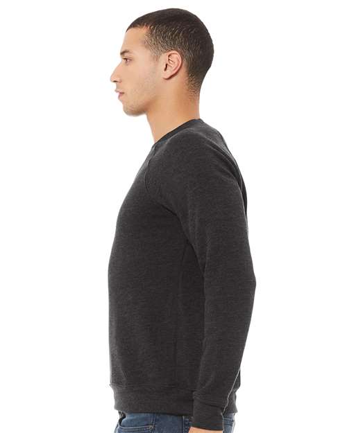 Dark Grey Heather Sponge Fleece Raglan Crewneck Sweatshirt - 3901
