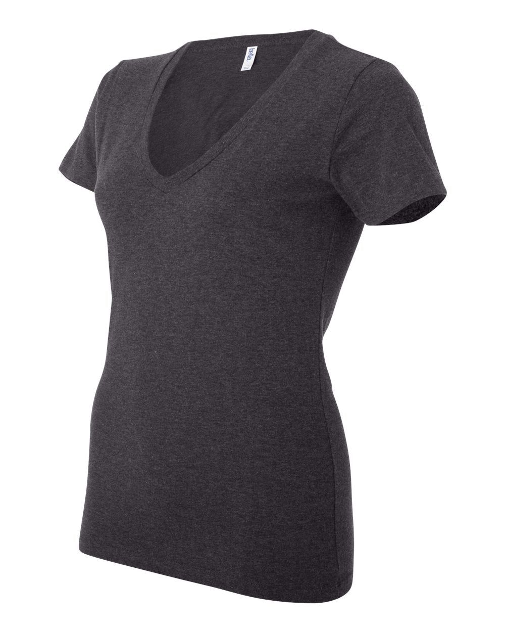 Dark Grey Heather Women’s Jersey Deep V-Neck Tee - 6035