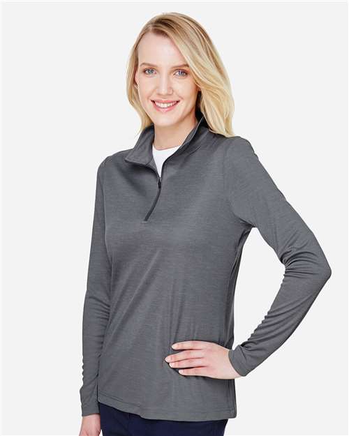 Dark Grey Heather Women&#39;s Zone Sonic Heather Performance Quarter-Zip Pullover - TT31HW