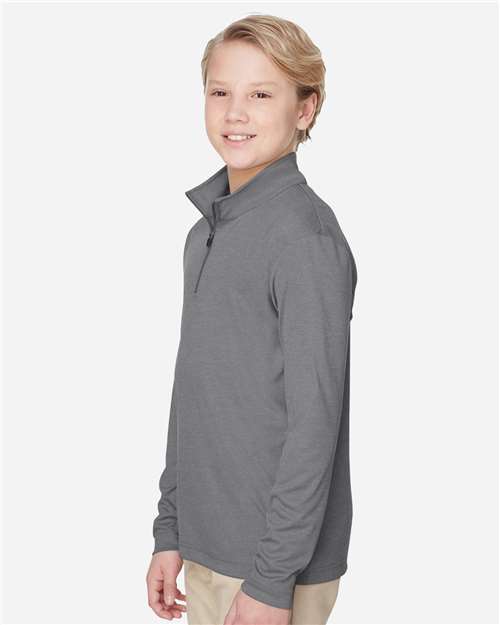 Dark Grey Heather Youth Zone Sonic Heather Performance Quarter-Zip Pullolver - TT31HY