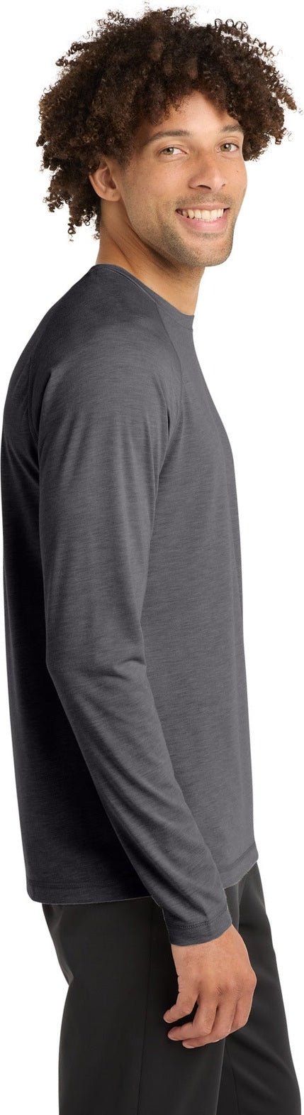 Dark Grey Hthr Sport-Tek PosiCharge Long Sleeve Tri-Blend Wicking Raglan Tee ST400LS