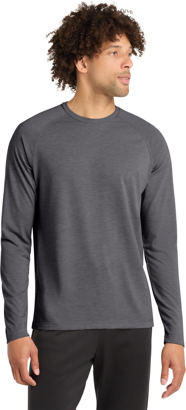 Dark Grey Hthr Sport-Tek PosiCharge Long Sleeve Tri-Blend Wicking Raglan Tee ST400LS