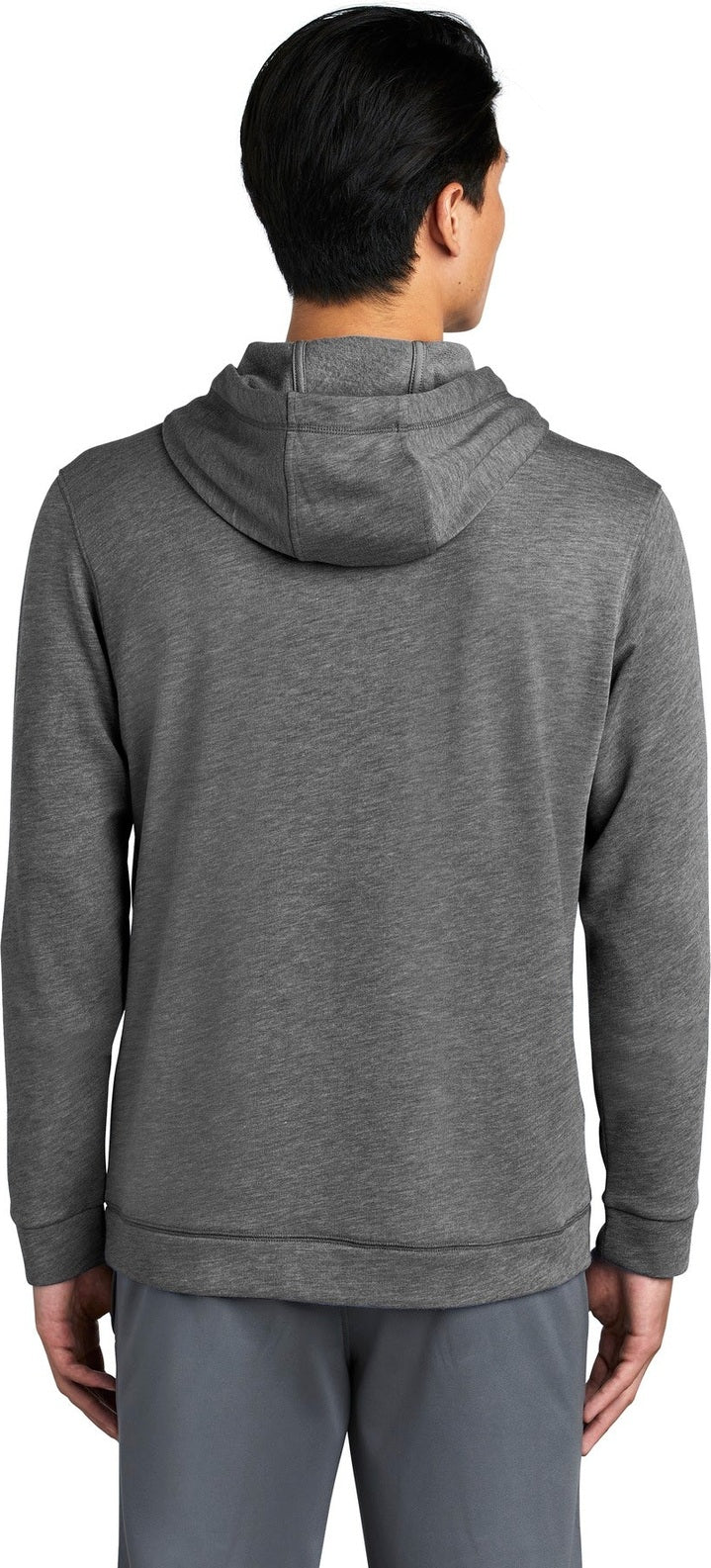 Dark Grey Hthr Sport-Tek PosiCharge Tri-Blend Wicking Fleece Hooded Pullover. ST296