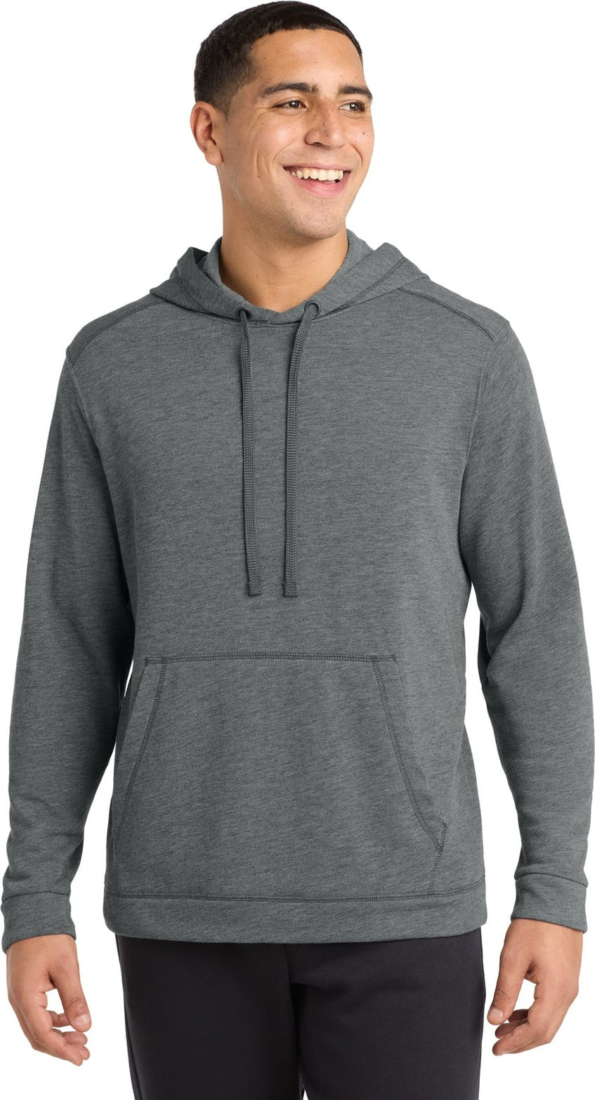 Dark Grey Hthr Sport-Tek PosiCharge Tri-Blend Wicking Fleece Hooded Pullover. ST296