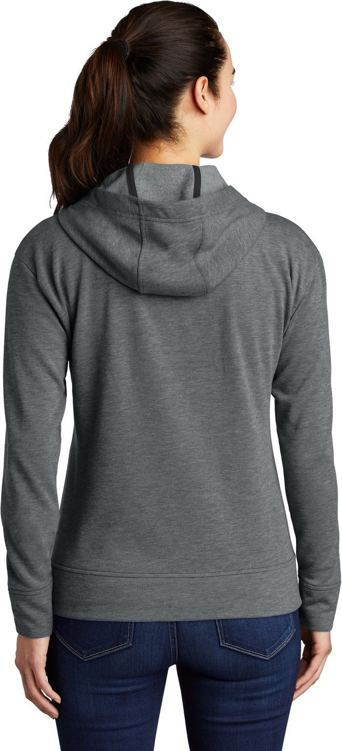 Dark Grey Hthr Sport-Tek Women's PosiCharge Tri-Blend Wicking Fleece Full-Zip Hooded Jacket LST293