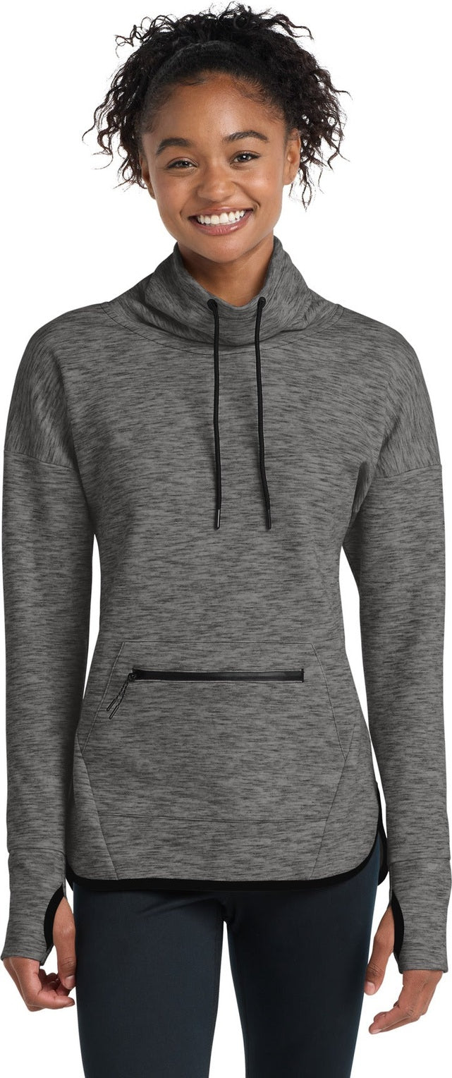 Dark Grey Hthr Sport-Tek Women's Triumph Cowl Neck Pullover LST280
