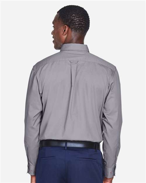 Dark Grey Men&#39;s Easy Blend™ Long Sleeve Twill Shirt - M500