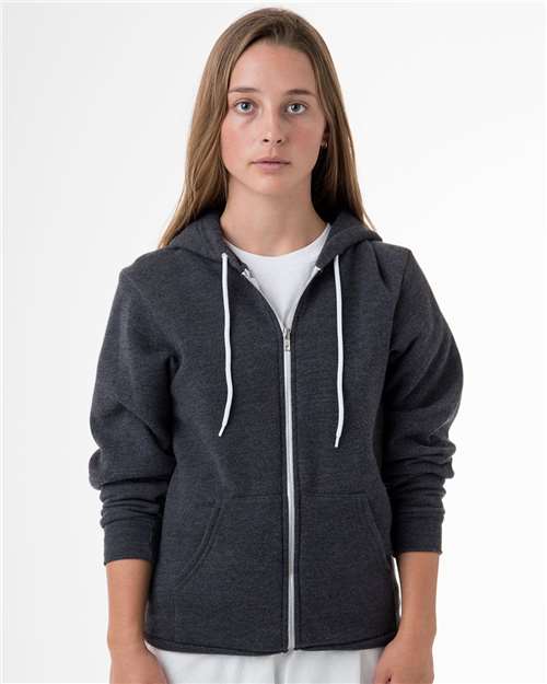 Dark Heather Grey USA-Made Flex Fleece Full-Zip Hooded Sweatshirt - F97