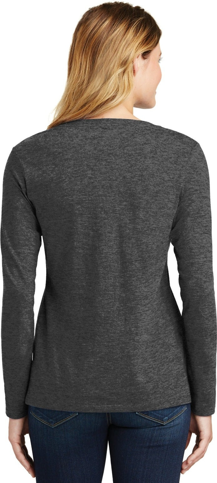 Dark Hthr Grey Port & Co Women's Long Sleeve Fan Favorite V-Neck Tee. LPC450VLS