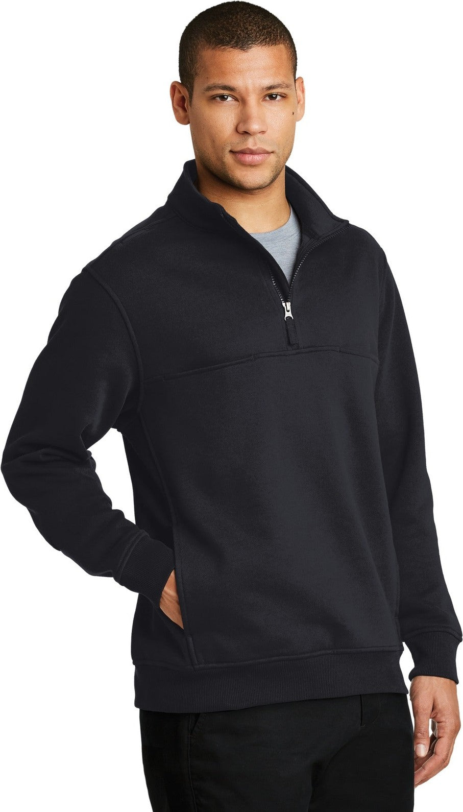 Dark Navy CornerStone 1/2-Zip Job Shirt. CS626