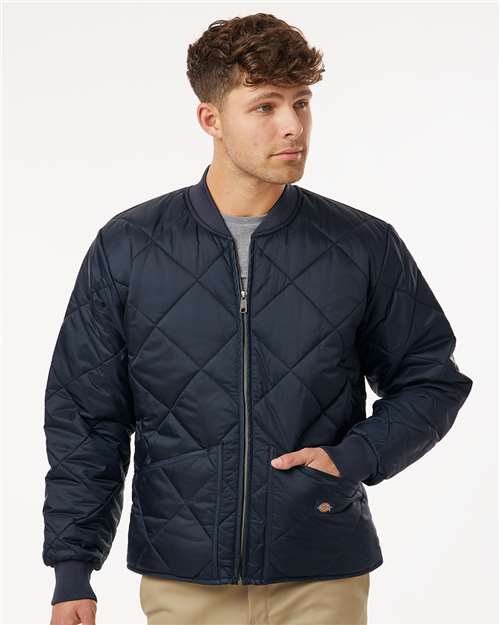 Dark Navy Diamond Quilted Jacket - 6124