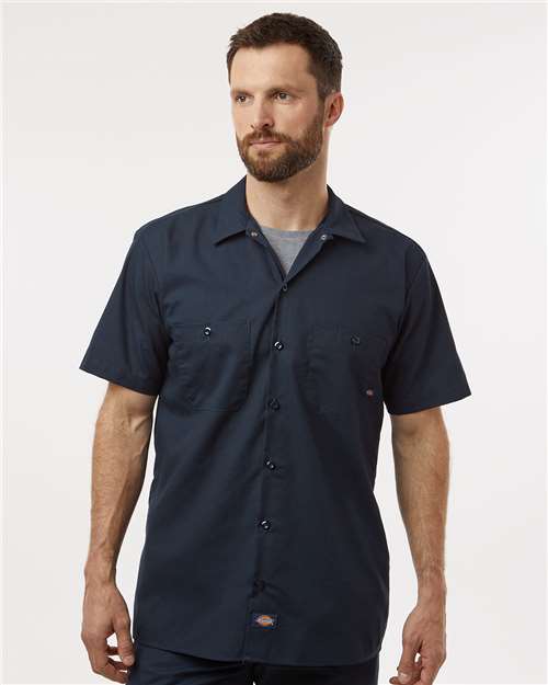 Dark Navy Industrial Short Sleeve Work Shirt - Tall Sizes - S535T
