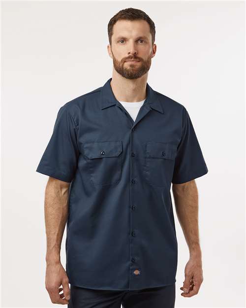 Dark Navy Short Sleeve Work Shirt - Tall Sizes - 2574T