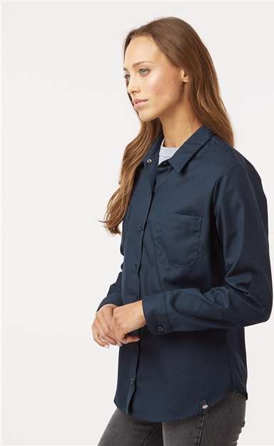 Dark Navy Women&#39;s Long Sleeve Industrial Work Shirt - L5350