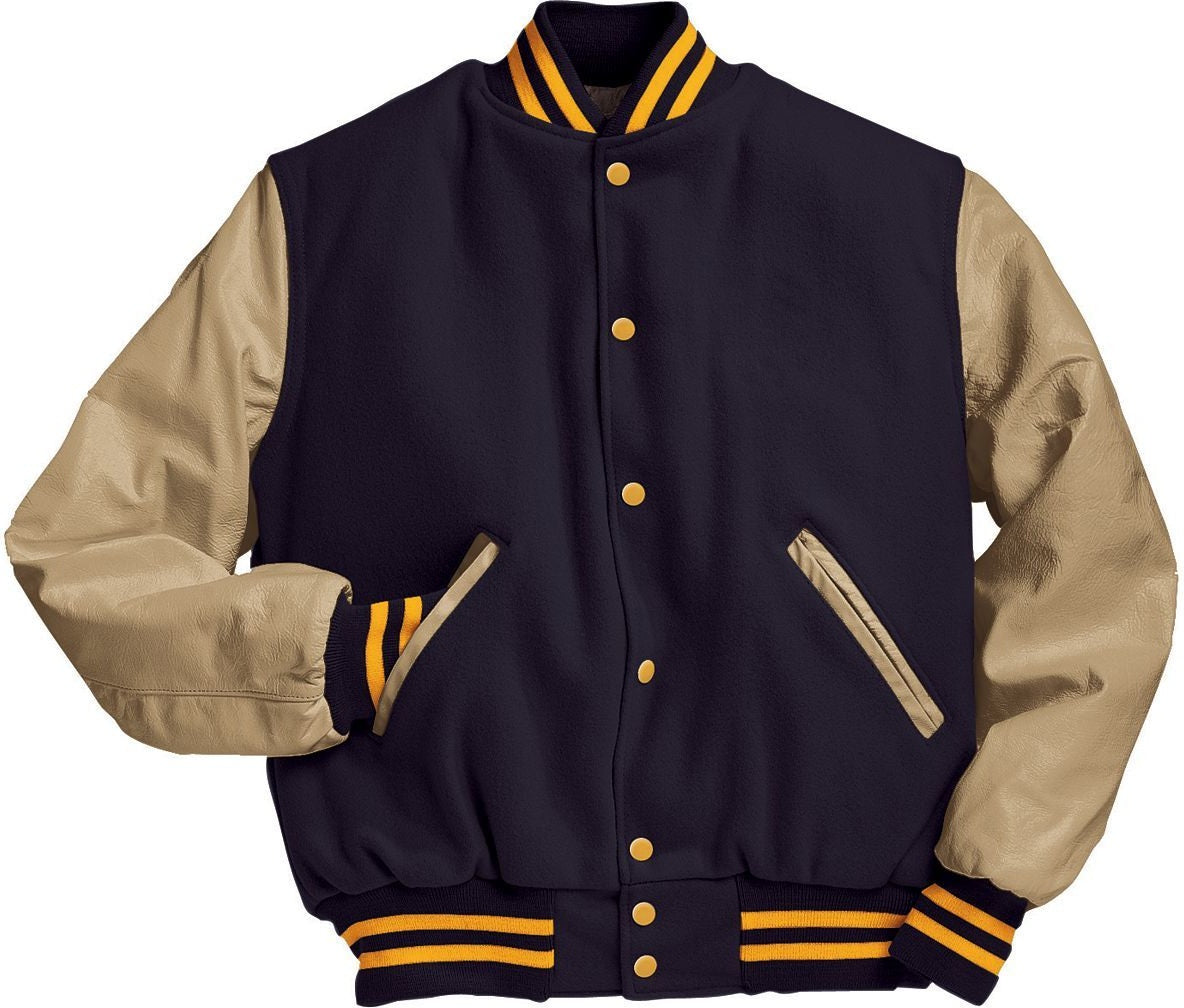 DARK NAVY/CREAM/LIGHT GOLD VARSITY WOOL JACKET
