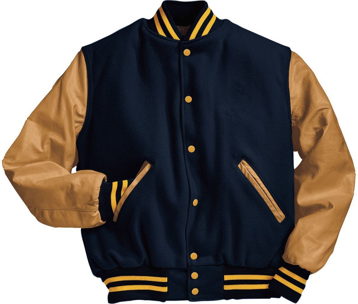DARK NAVY/LIGHT GOLD/LIGHT GOLD VARSITY WOOL JACKET
