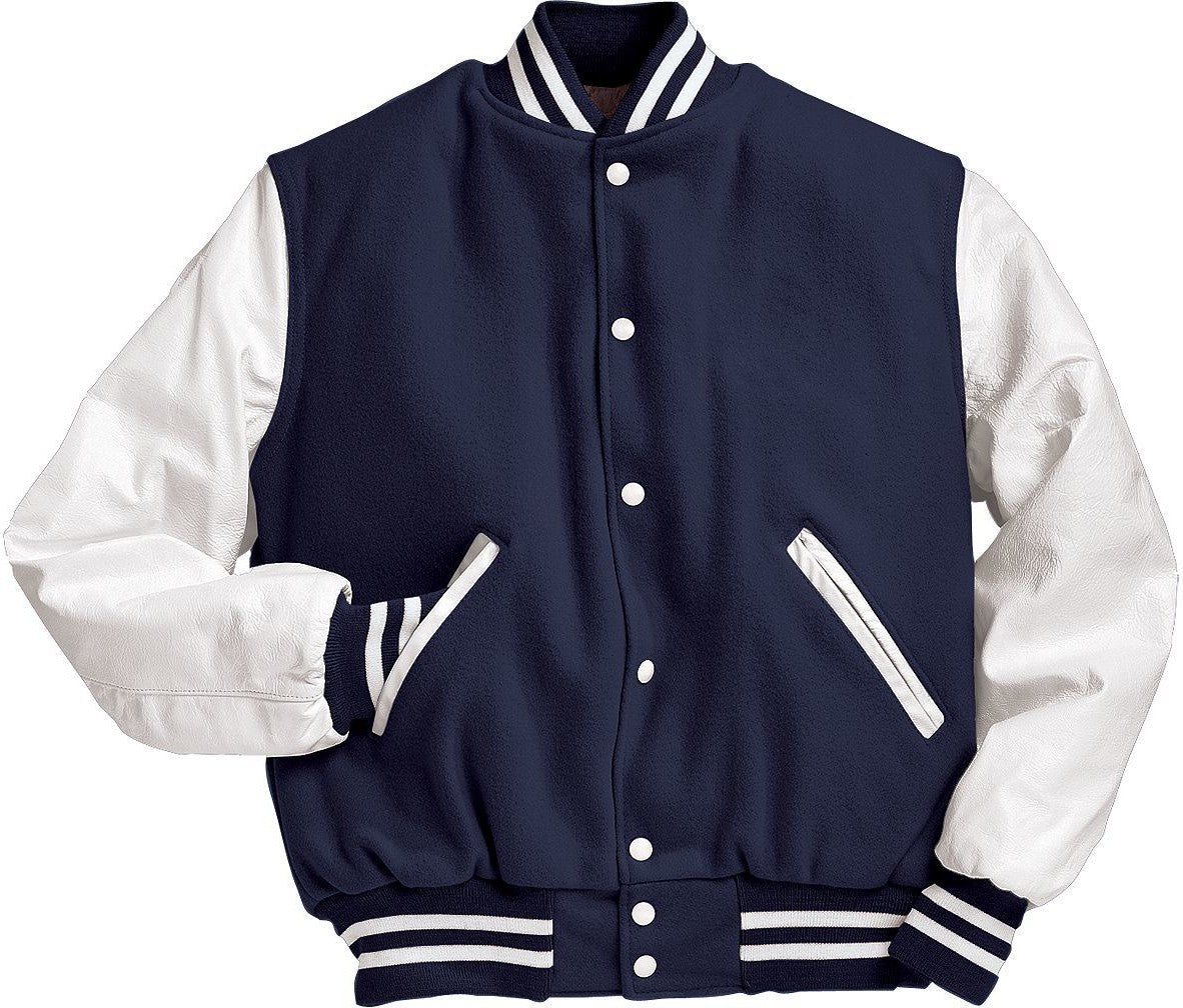 DARK NAVY/WHITE VARSITY WOOL JACKET