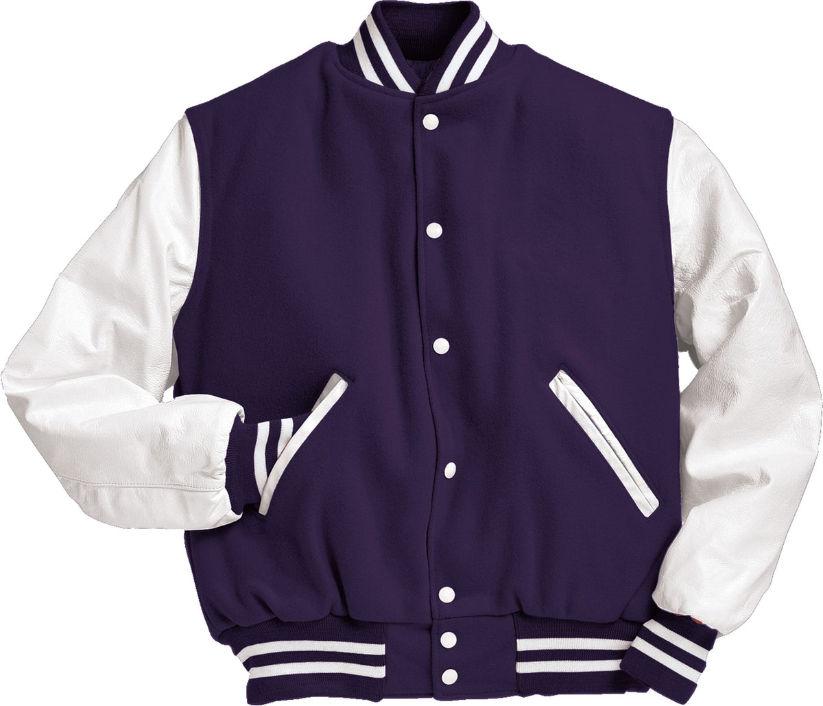 DARK PURPLE/WHITE VARSITY WOOL JACKET