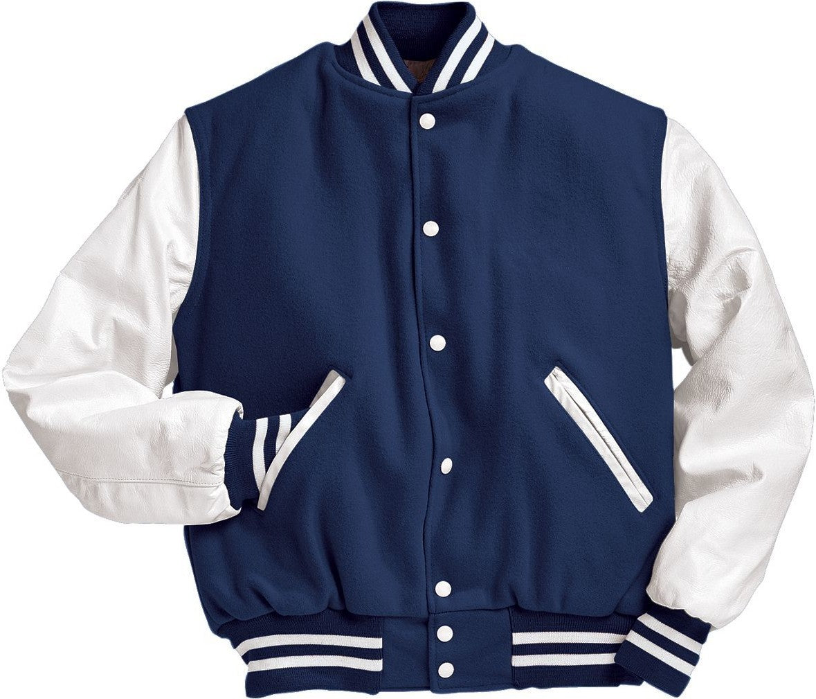 DARK ROYAL/WHITE VARSITY TALL WOOL JACKET
