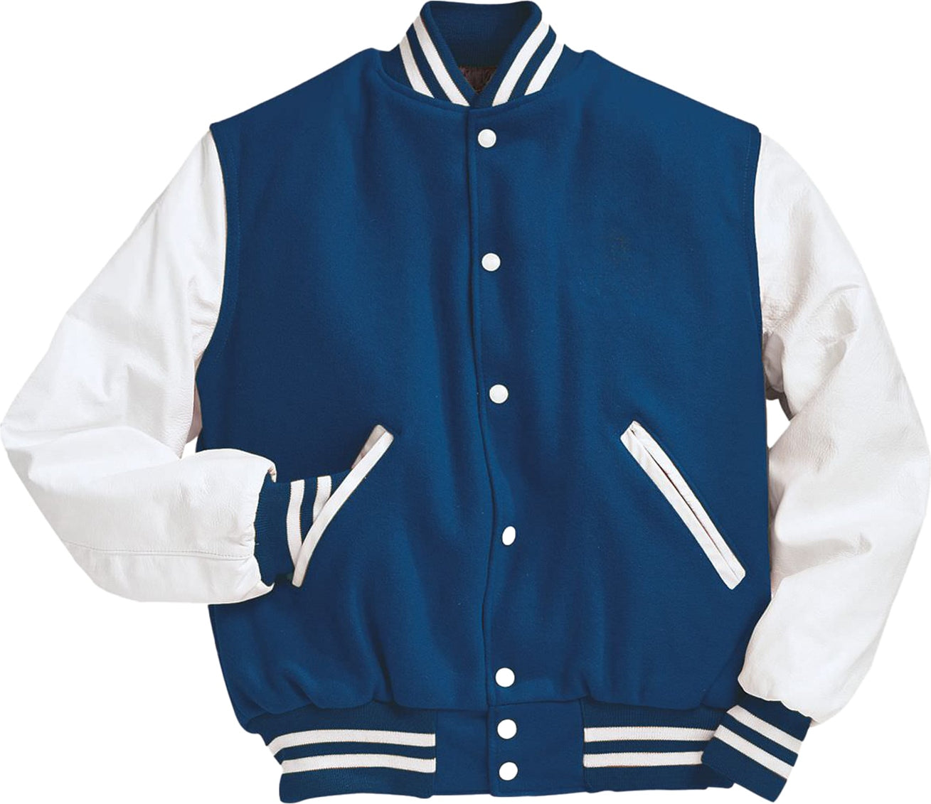 DARK ROYAL/WHITE VARSITY WOOL JACKET