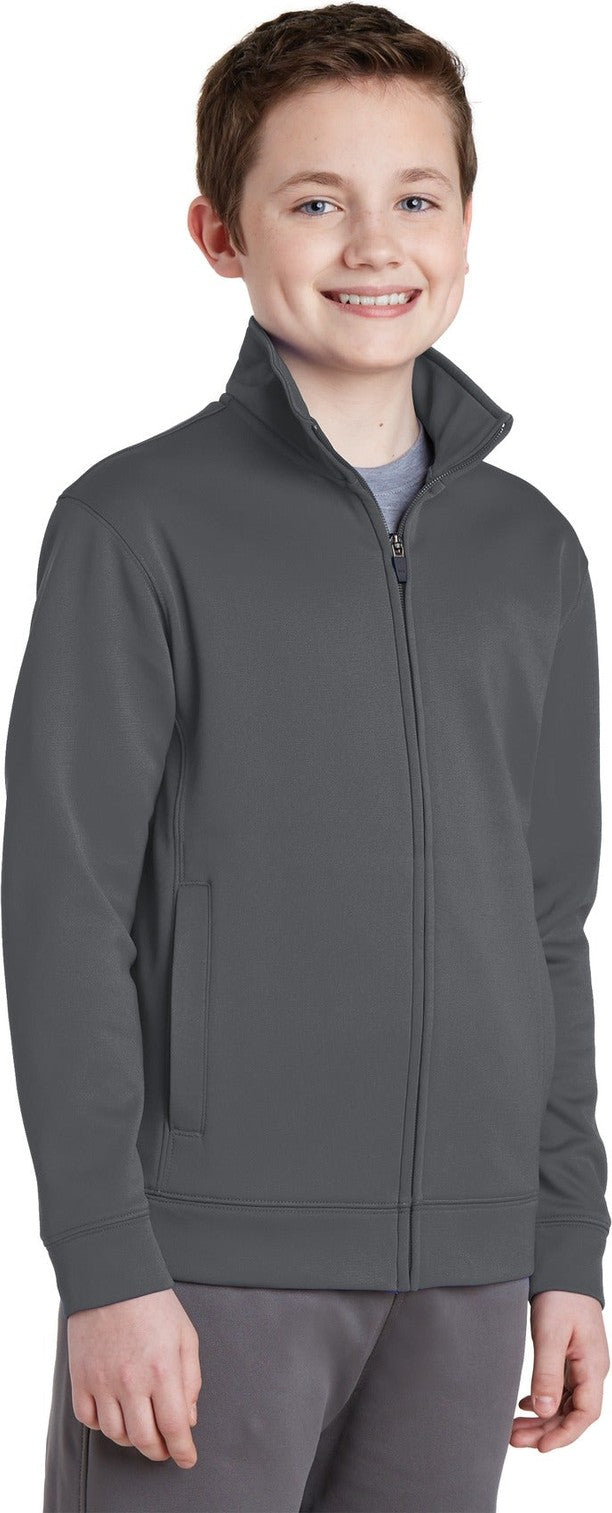 Dark Smk Grey Sport-Tek Youth Sport-Wick Fleece Full-Zip Jacket. YST241