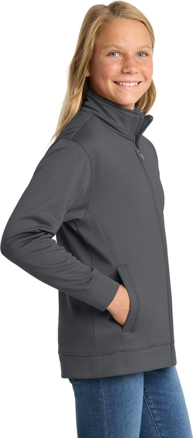 Dark Smk Grey Sport-Tek Youth Sport-Wick Fleece Full-Zip Jacket. YST241