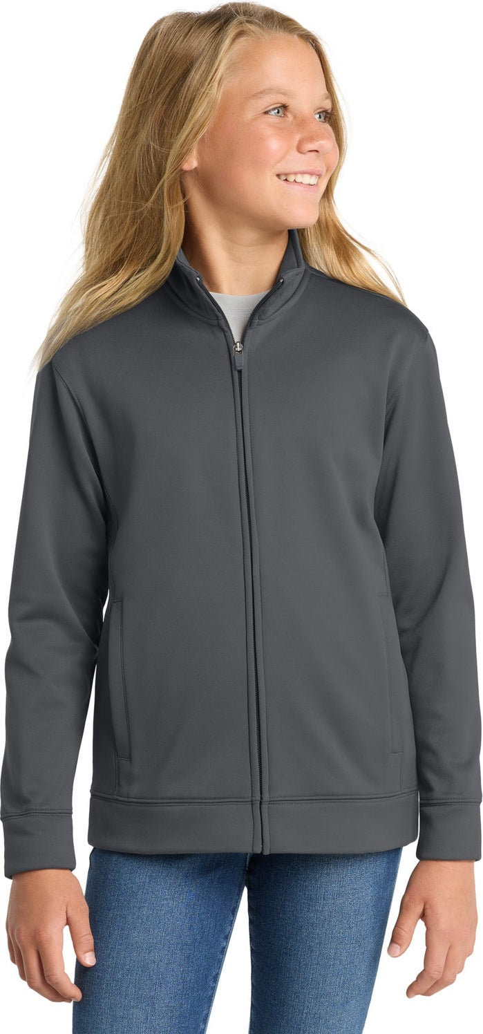 Dark Smk Grey Sport-Tek Youth Sport-Wick Fleece Full-Zip Jacket. YST241
