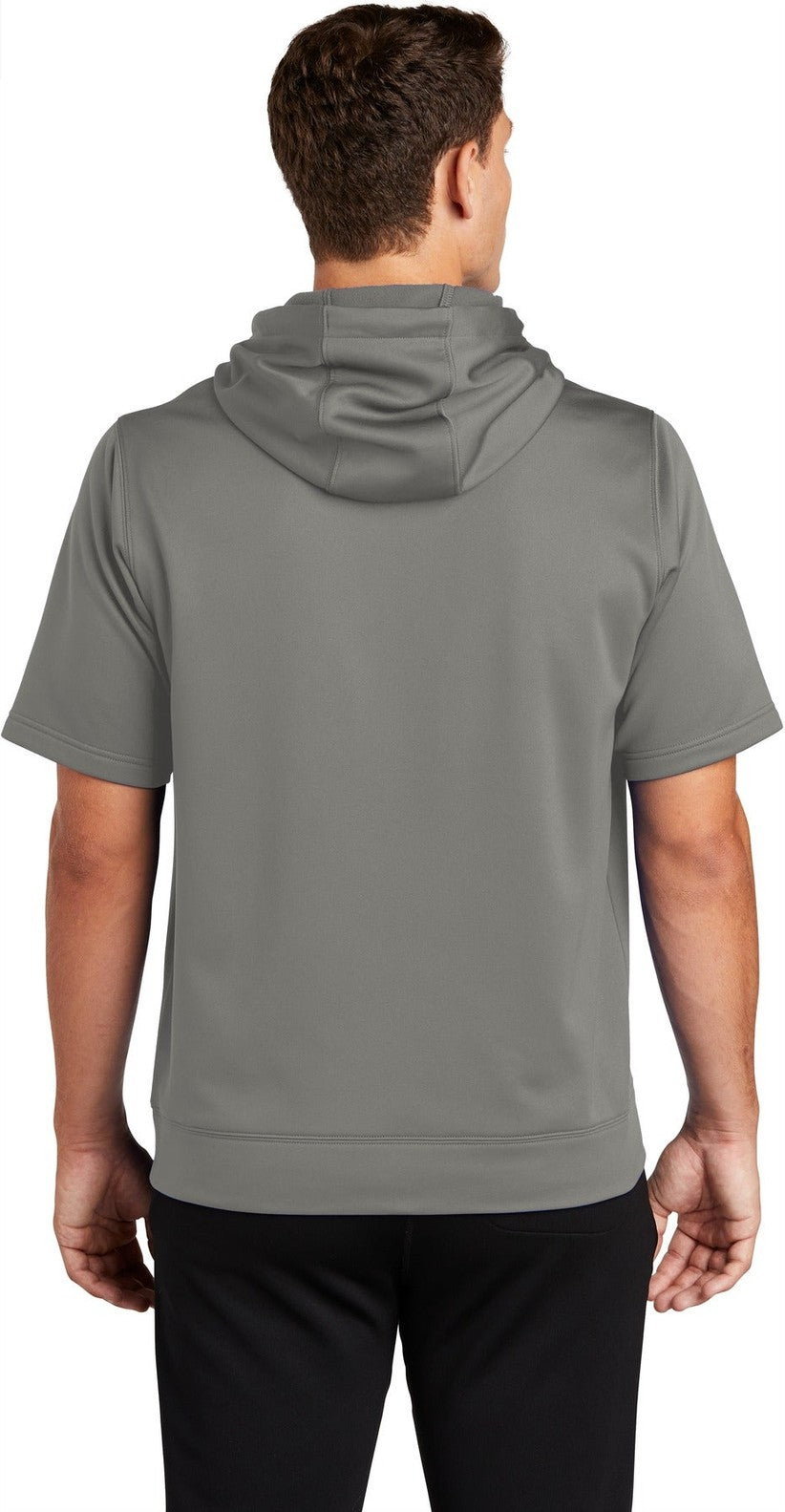 Dark Smoke Gry Sport-Tek Sport-Wick Fleece Short Sleeve Hooded Pullover. ST251