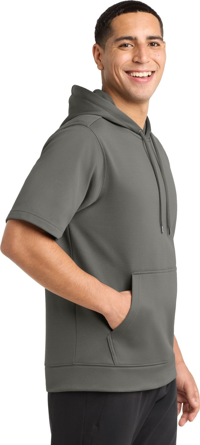 Dark Smoke Gry Sport-Tek Sport-Wick Fleece Short Sleeve Hooded Pullover. ST251