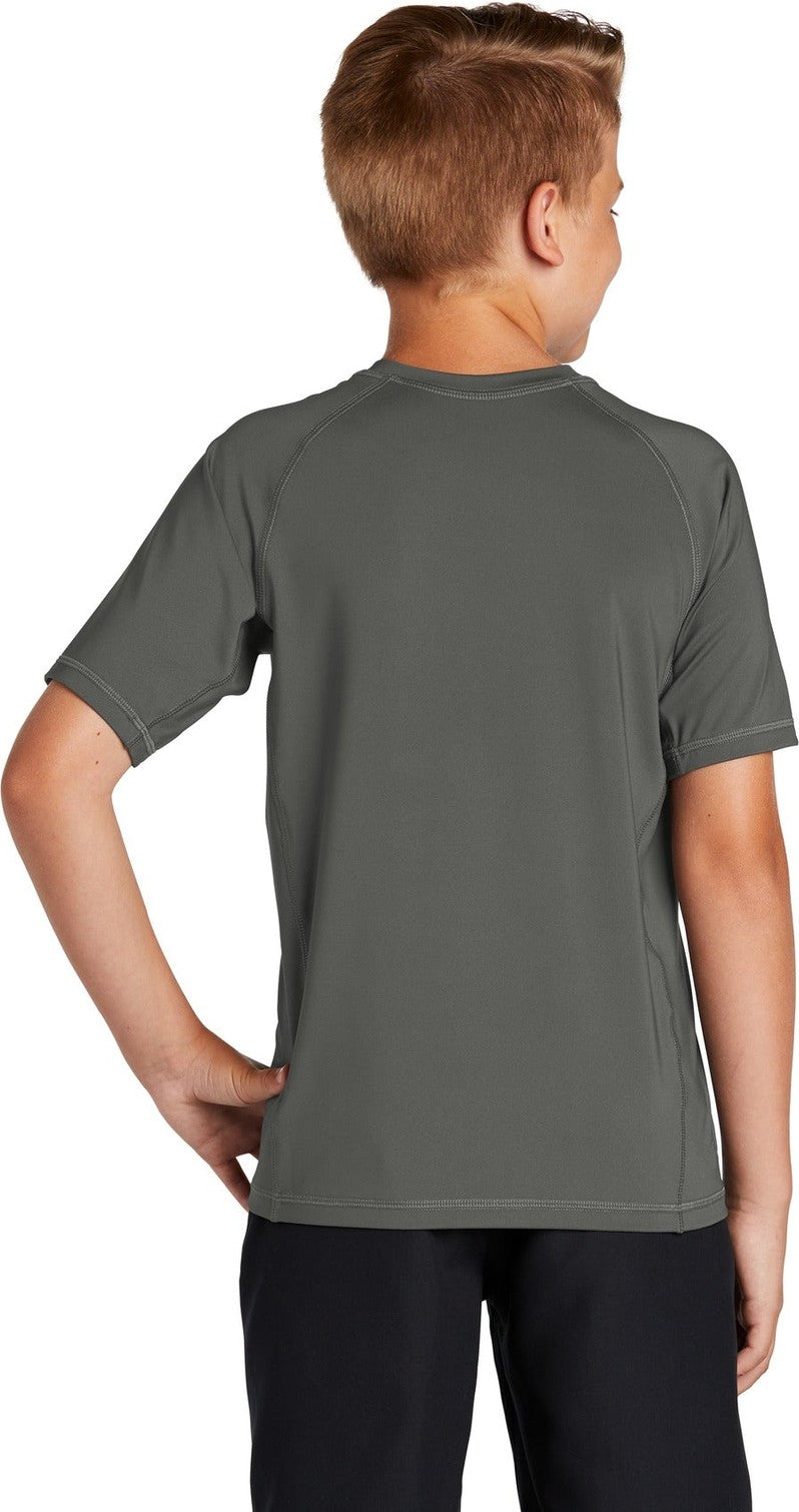 Dark Smoke Gry Sport-Tek Youth Rashguard Tee. YST470