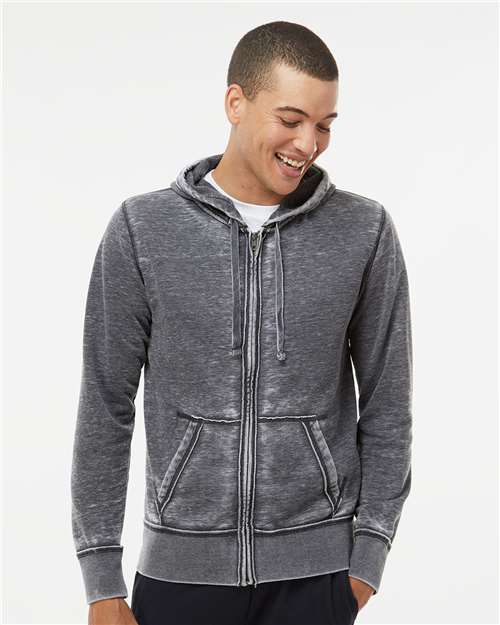 Dark Smoke Vintage Zen Fleece Full-Zip Hooded Sweatshirt - 8916