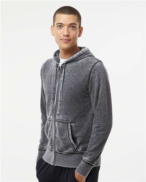 Dark Smoke Vintage Zen Fleece Full-Zip Hooded Sweatshirt - 8916