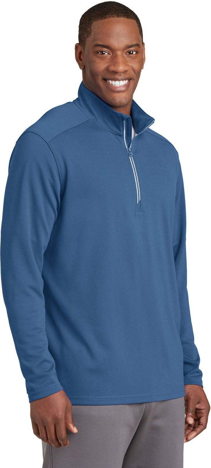 Dawn Blue Sport-Tek Sport-Wick Textured 1/4-Zip Pullover. ST860