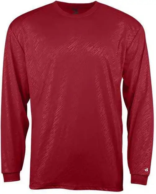 Badger Sport 2145 Line Embossed Youth Long Sleeve Tee - Red