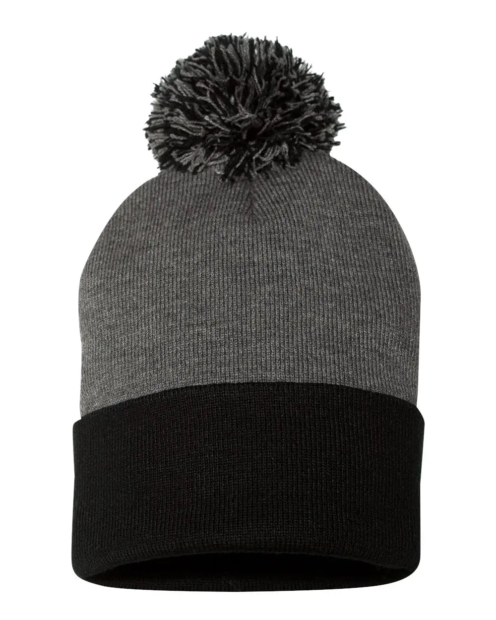Sportsman Sp15 12’’ Pom-pom Cuffed Beanie - Dark Heather Grey Black - Gray / one Size Fits Most