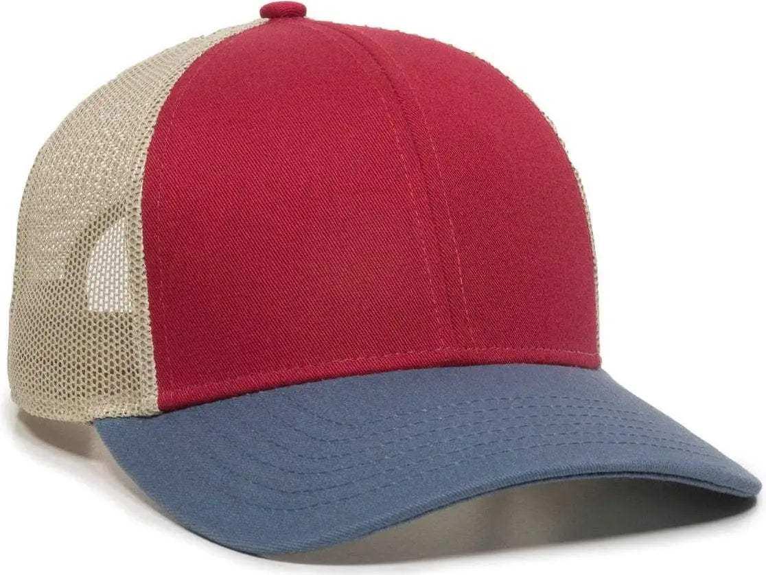 Oc Sports Oc770 Adjustable Mesh Back Cap with Sweatband - Crimson Khaki Light Slate - Red / 6 7/8’’ - 7 1/2’’