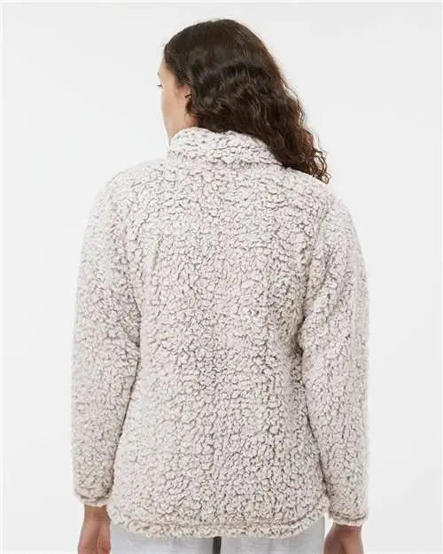 J. America 8451 Women’s Epic Sherpa Quarter-zip Pullover - Oatmeal Heather