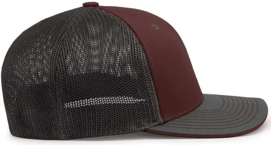 Pacific Headwear 404m Trucker Flexfit Cap - Maroon Graphite