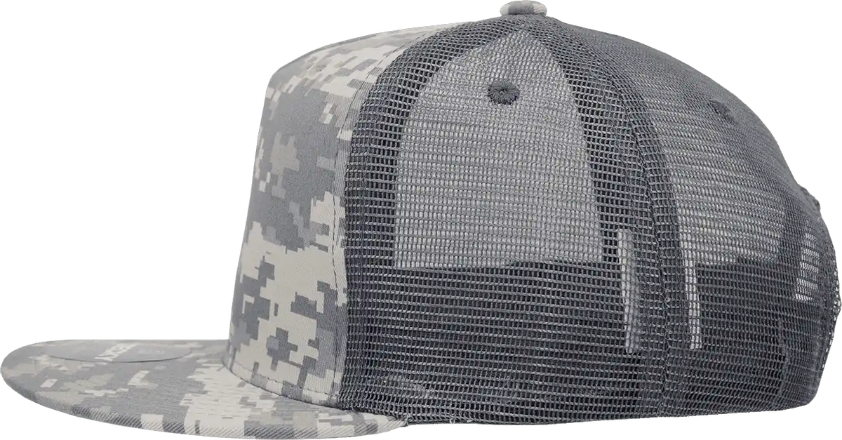 Decky 1040 Classic 5 Panel Cot. Trucker Cap - Army Digicam - one Size Fits Most